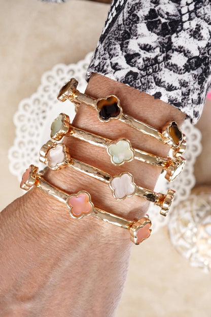 Clover Stretchy Bangle Bracelet – White, Pink, Mint, Tortoise