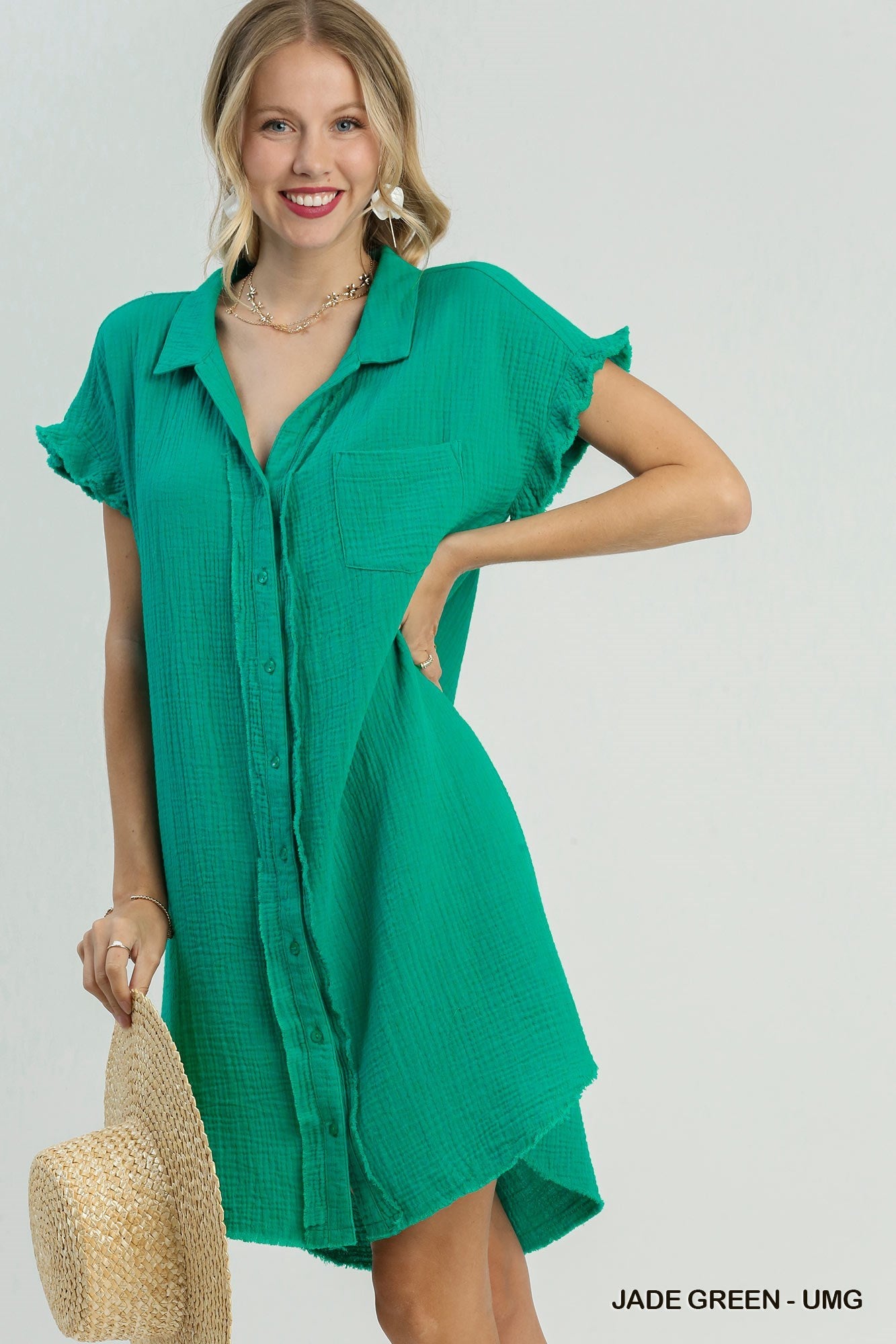 Josie Collar Button Down Gauze Dress