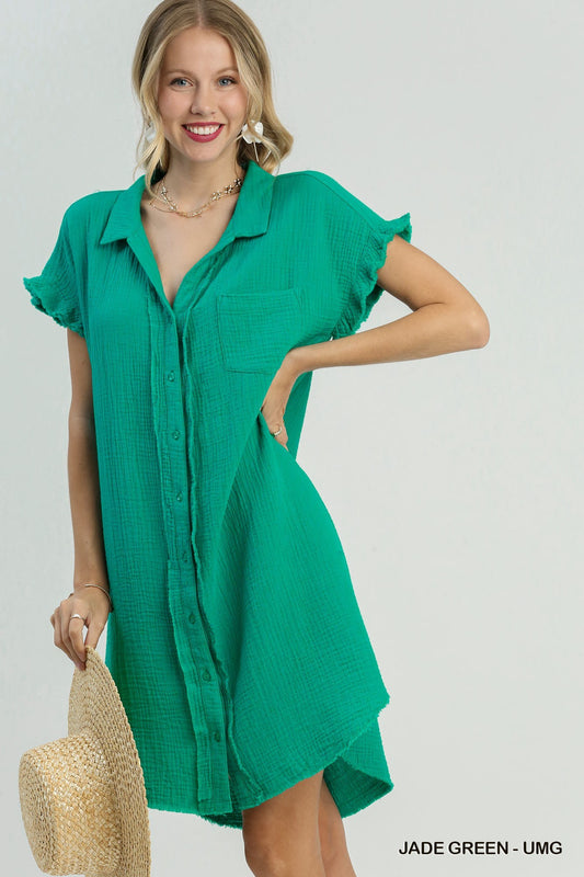 Josie Collar Button Down Gauze Dress
