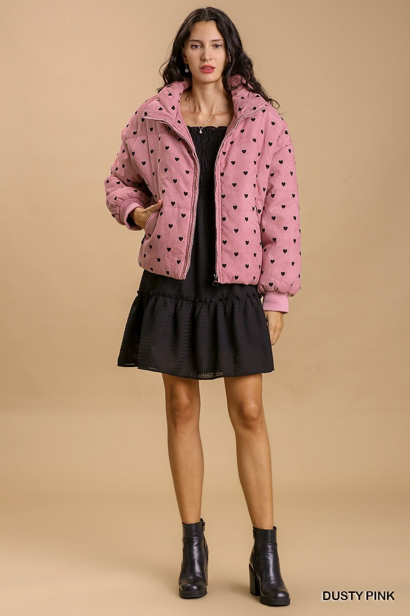 Kensie Corduroy Heart Jacket