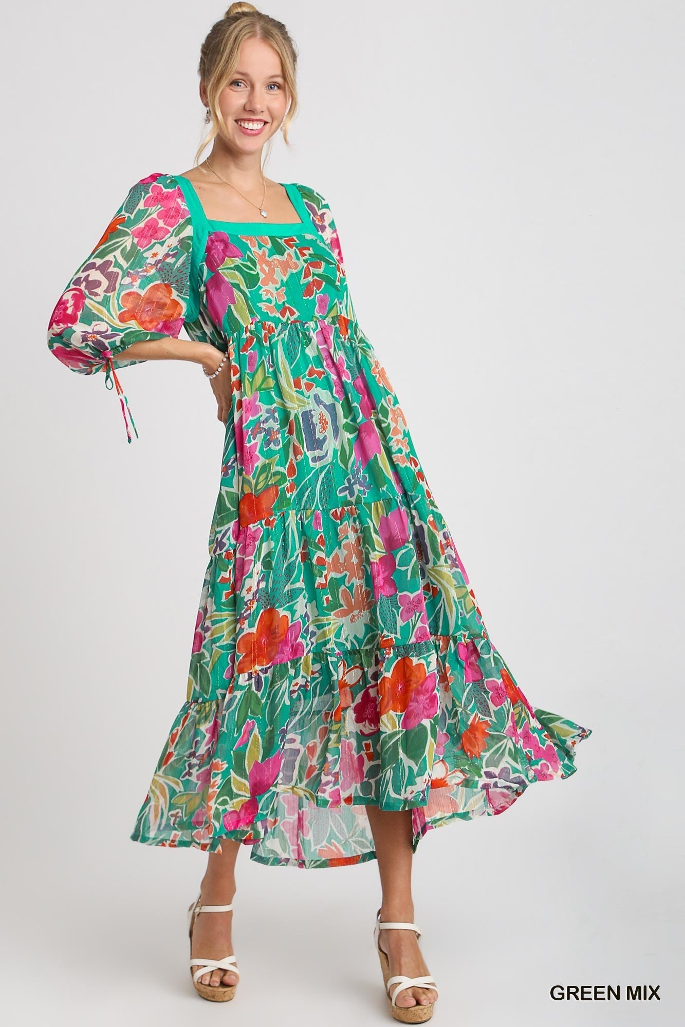 Gemma Floral Print Midi Dress