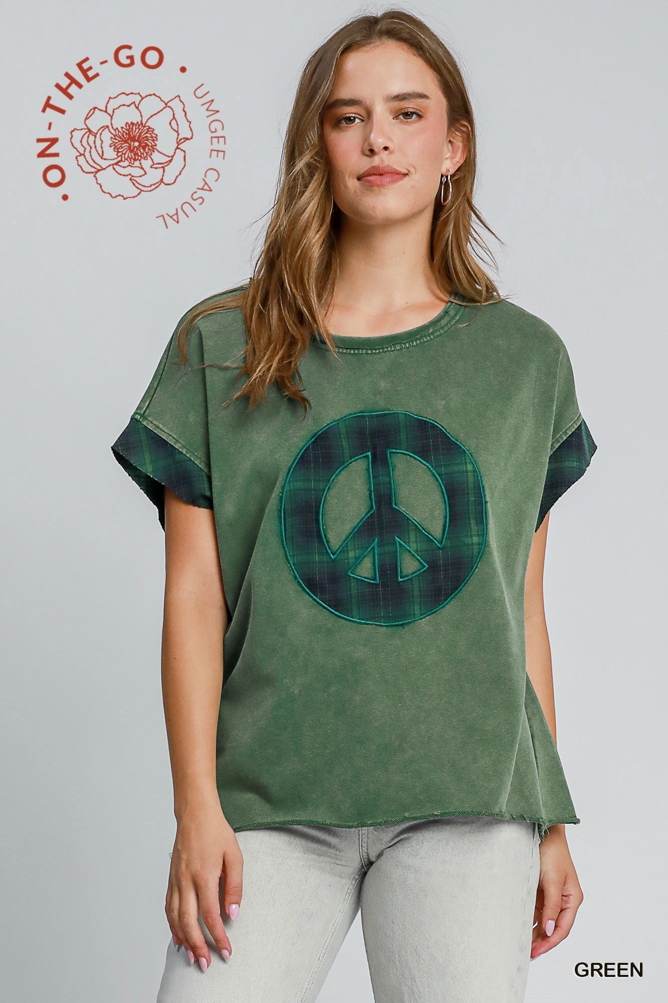 Blair Plaid Peace Sign Top