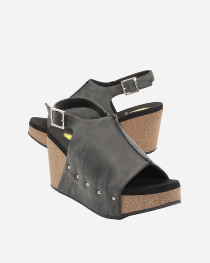 Division Black Wedge Sandal