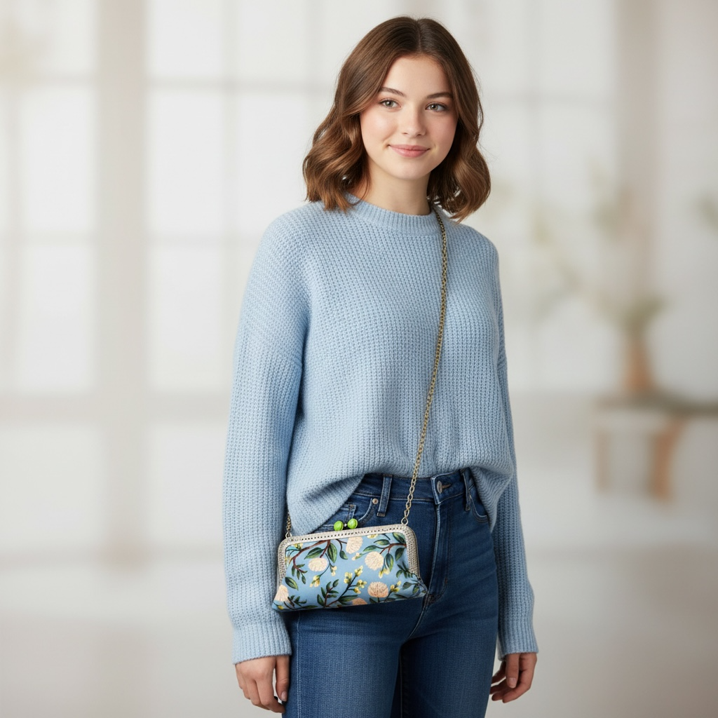 Kiki & Syds Cell Phone Clutch-Peony Dusty Blue