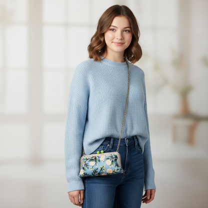 Kiki & Syds Cell Phone Clutch-Peony Dusty Blue