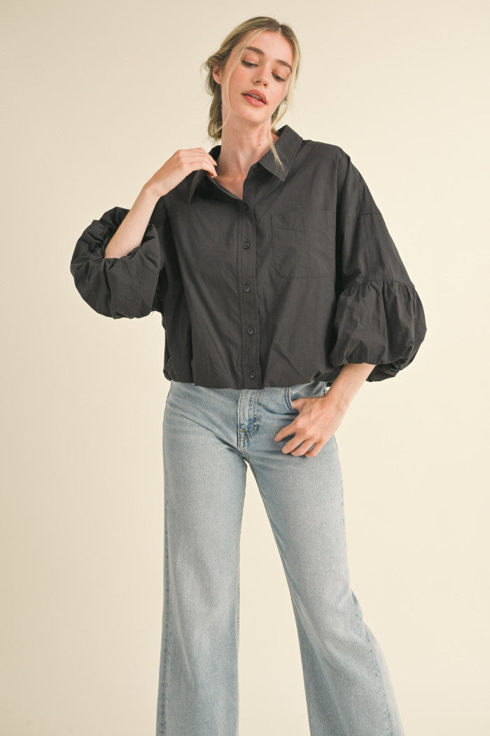 Sylvia Button Down Bubble Sleeve Shirt