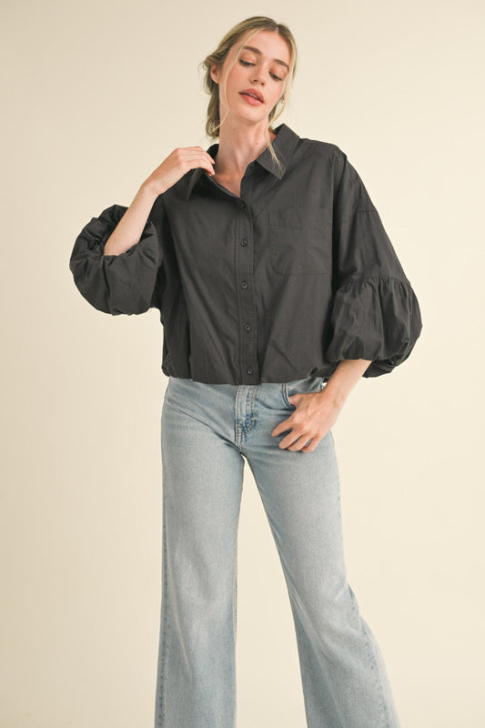 Sylvia Button Down Bubble Sleeve Shirt