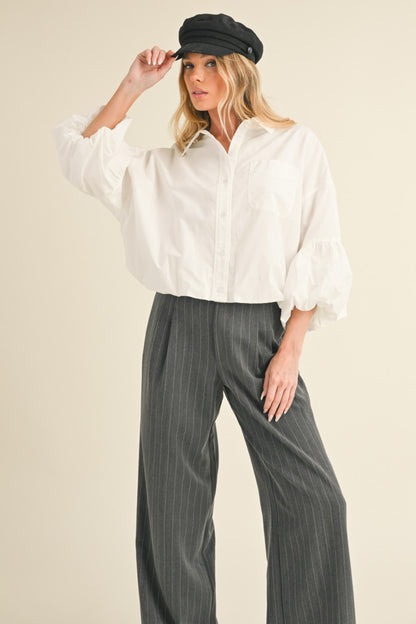 Sylvia Button Down Bubble Sleeve Shirt